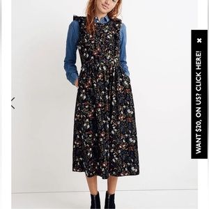 Madewell Corduroy Ruffle-Front Dress in Finch Floral size 8
